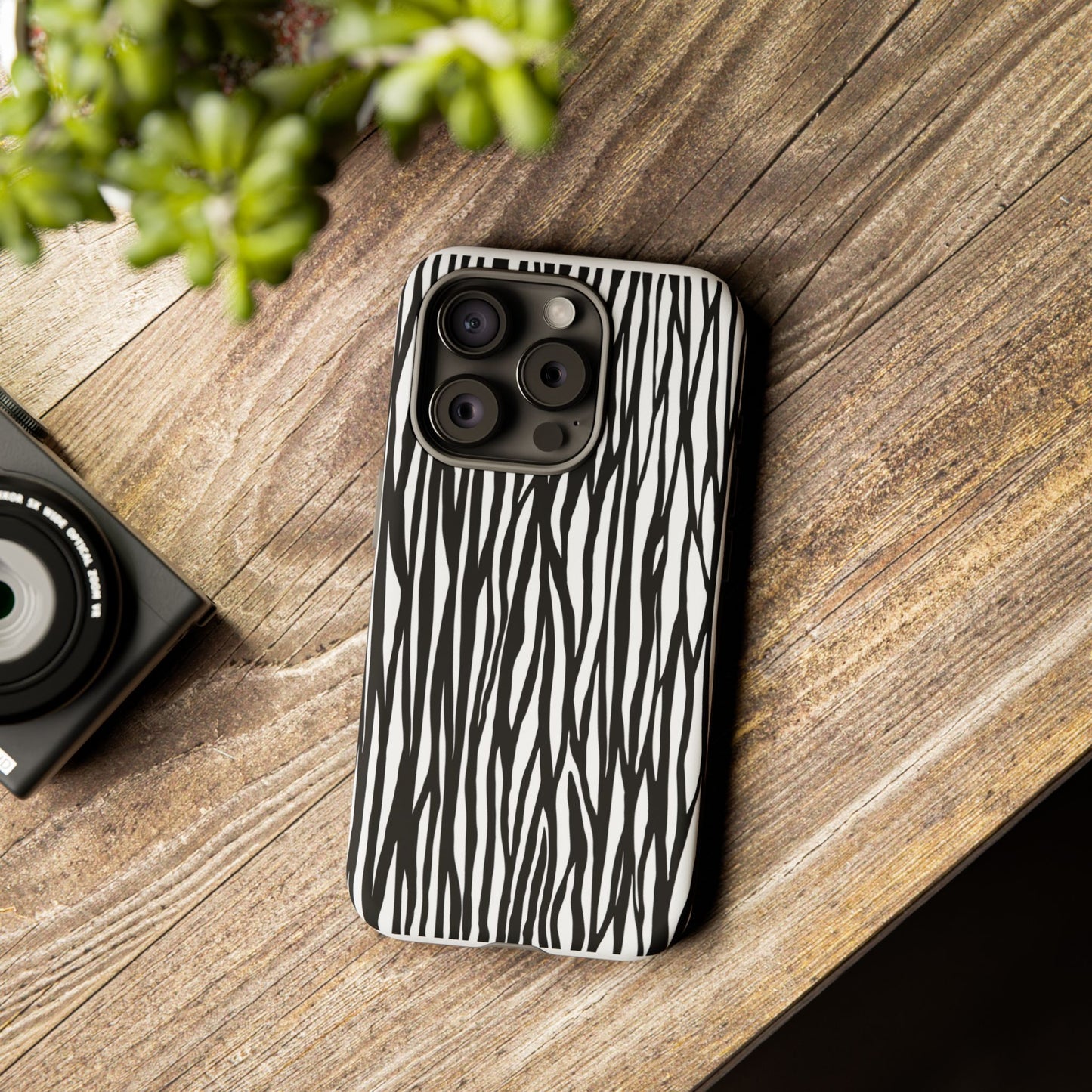 Tough Cases: Stylish Black and White Zebra Print Phone Case