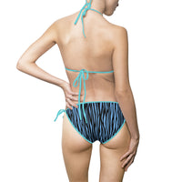 Blue Zebra Print Women's Bikini Swimsuit - Stylish Beachwear for Pool Parties