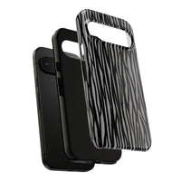 Stylish Tough Phone Case - Black and Gray Striped Design