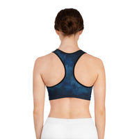 Ocean Wave Sports Bra - Soft Blue Abstract Design for Yoga and Workout