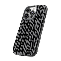 Stylish Tough Phone Case - Black and Gray Striped Design