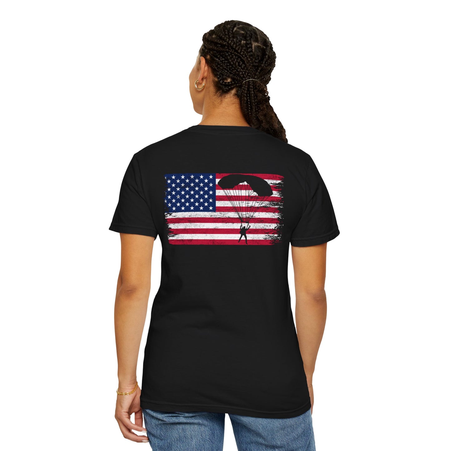 Patriotic Garment-Dyed T-Shirt - Vintage American Flag Design