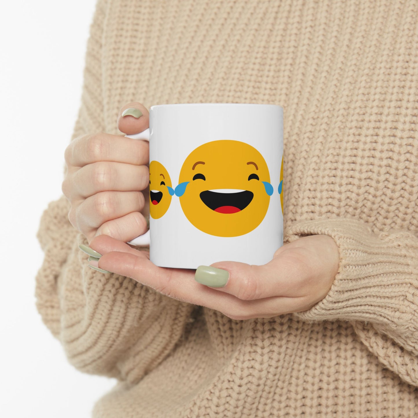 Smiley Face Ceramic Mug - Fun & Whimsical 11oz/15oz Coffee Cup for Gifts