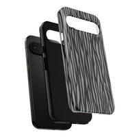 Stylish Tough Phone Case - Black and Gray Striped Design