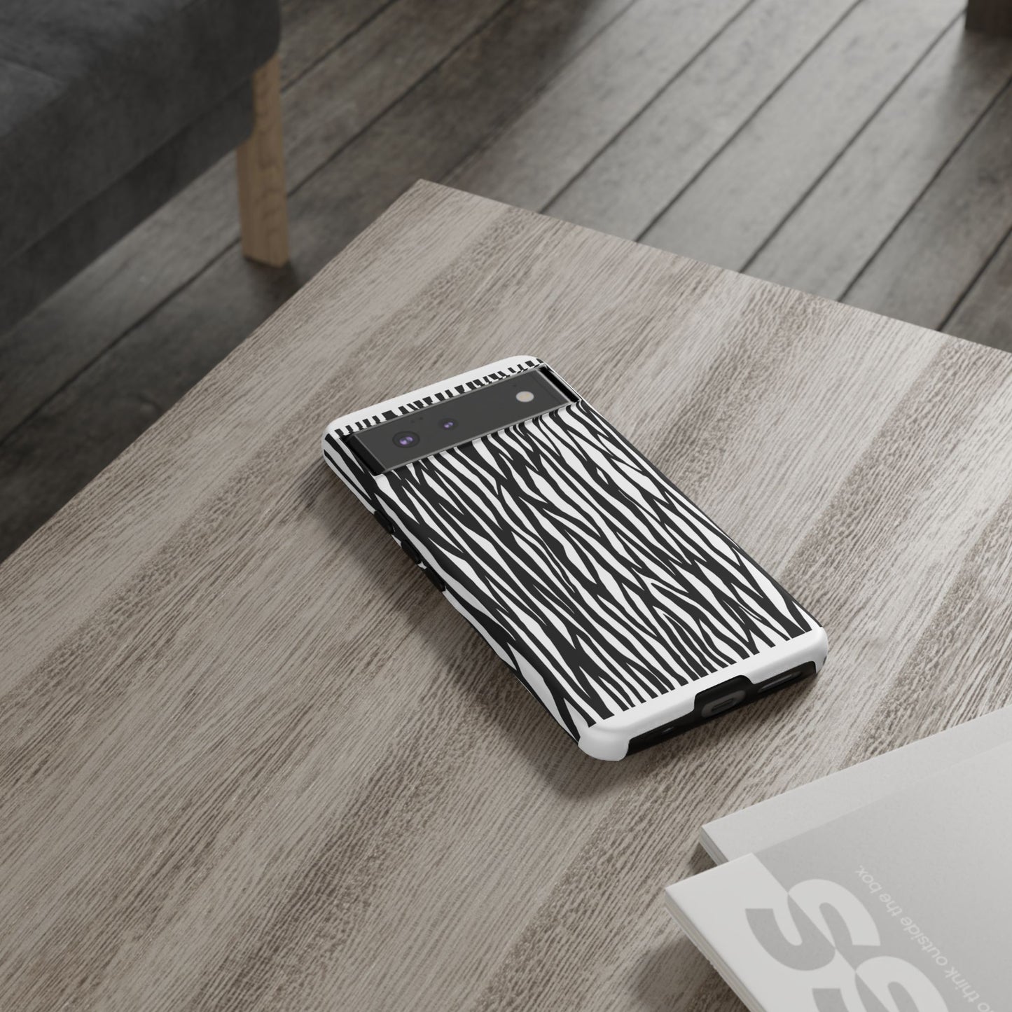 Tough Cases: Stylish Black and White Zebra Print Phone Case