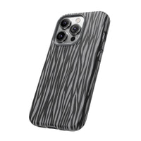 Stylish Tough Phone Case - Black and Gray Striped Design