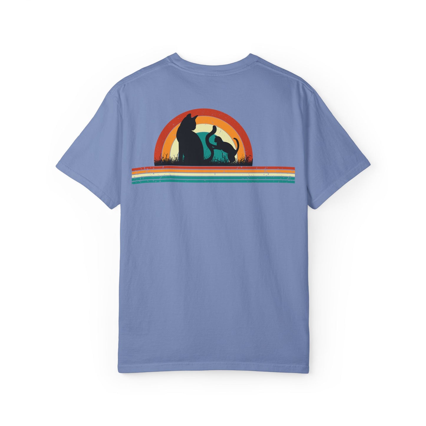 Unisex Cat & Dog Sunset Graphic T-Shirt - Casual Animal Lover Tee