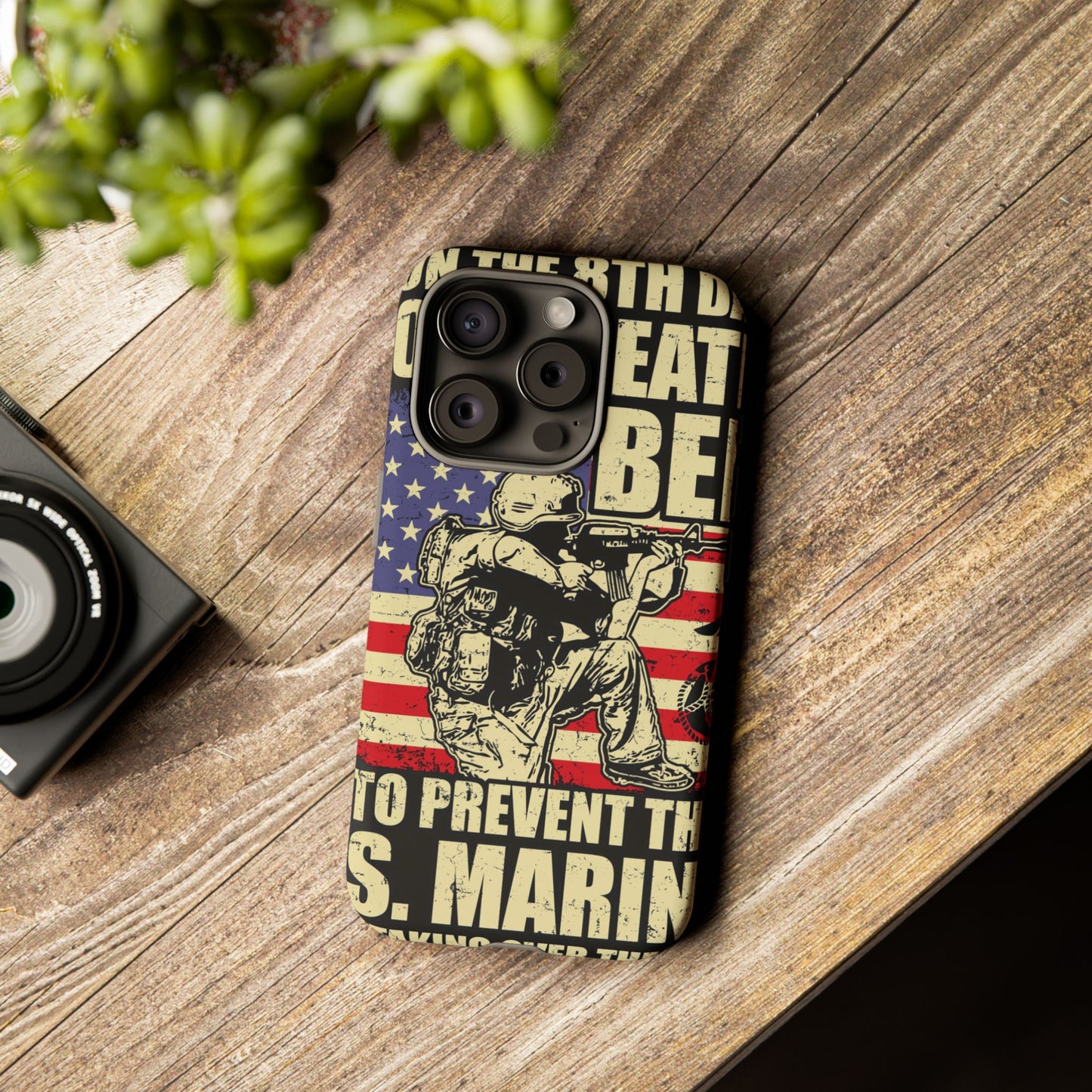 Military-Themed Phone Case - 'God Created Beer' Design