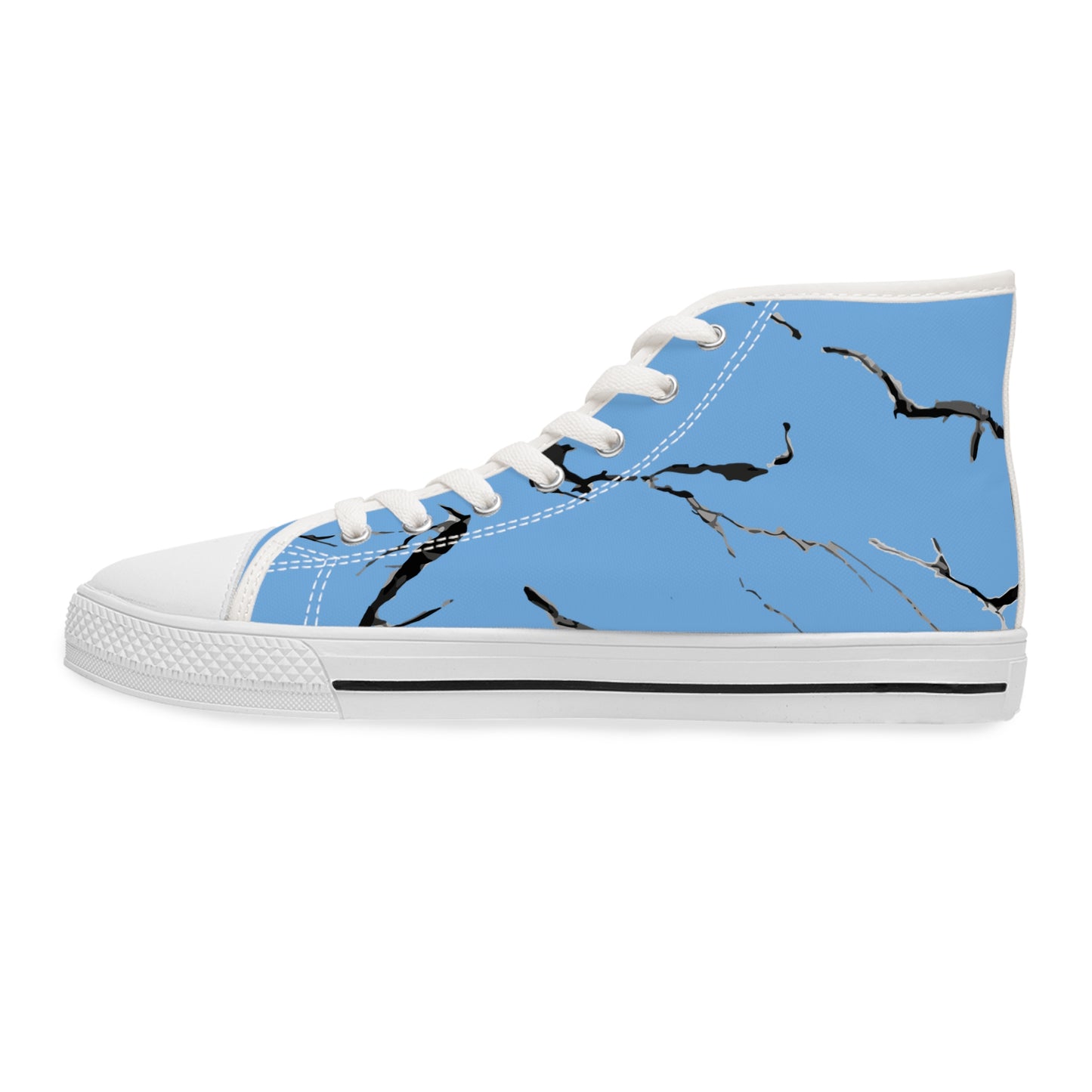 Stylish Women's High Top Sneakers with Elegant Blue Marble Design