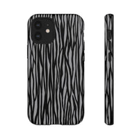 Stylish Tough Phone Case - Black and Gray Striped Design