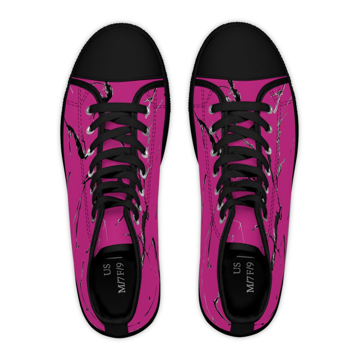 Stylish Women's High Top Sneakers with Pink Marble Design