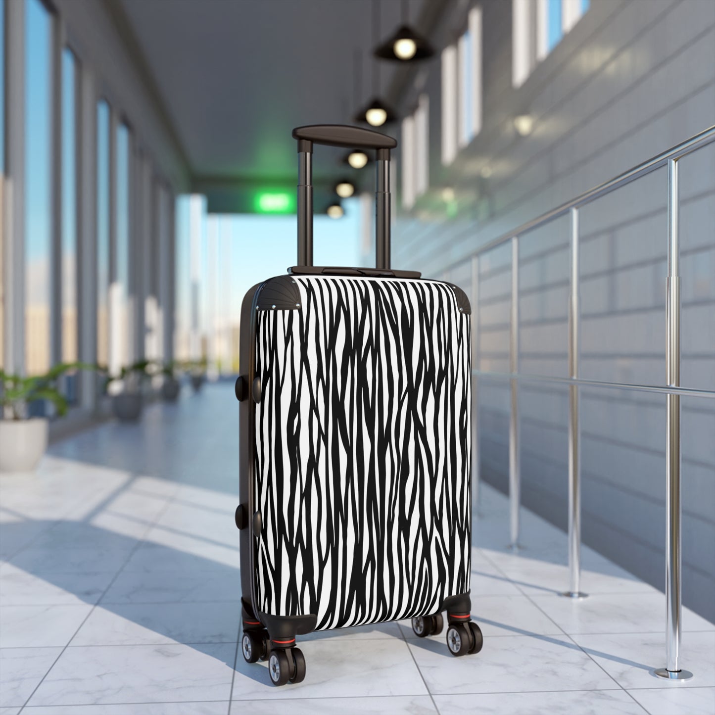 Modern Zebra Print Suitcase - Stylish Luggage for Travel Enthusiasts