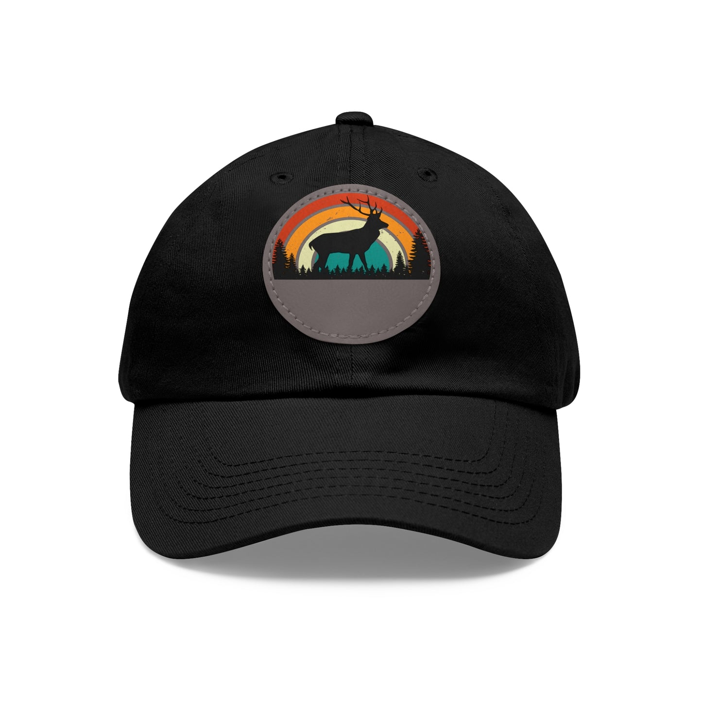 Stylish Dad Hat with Leather Patch - Retro Deer Design
