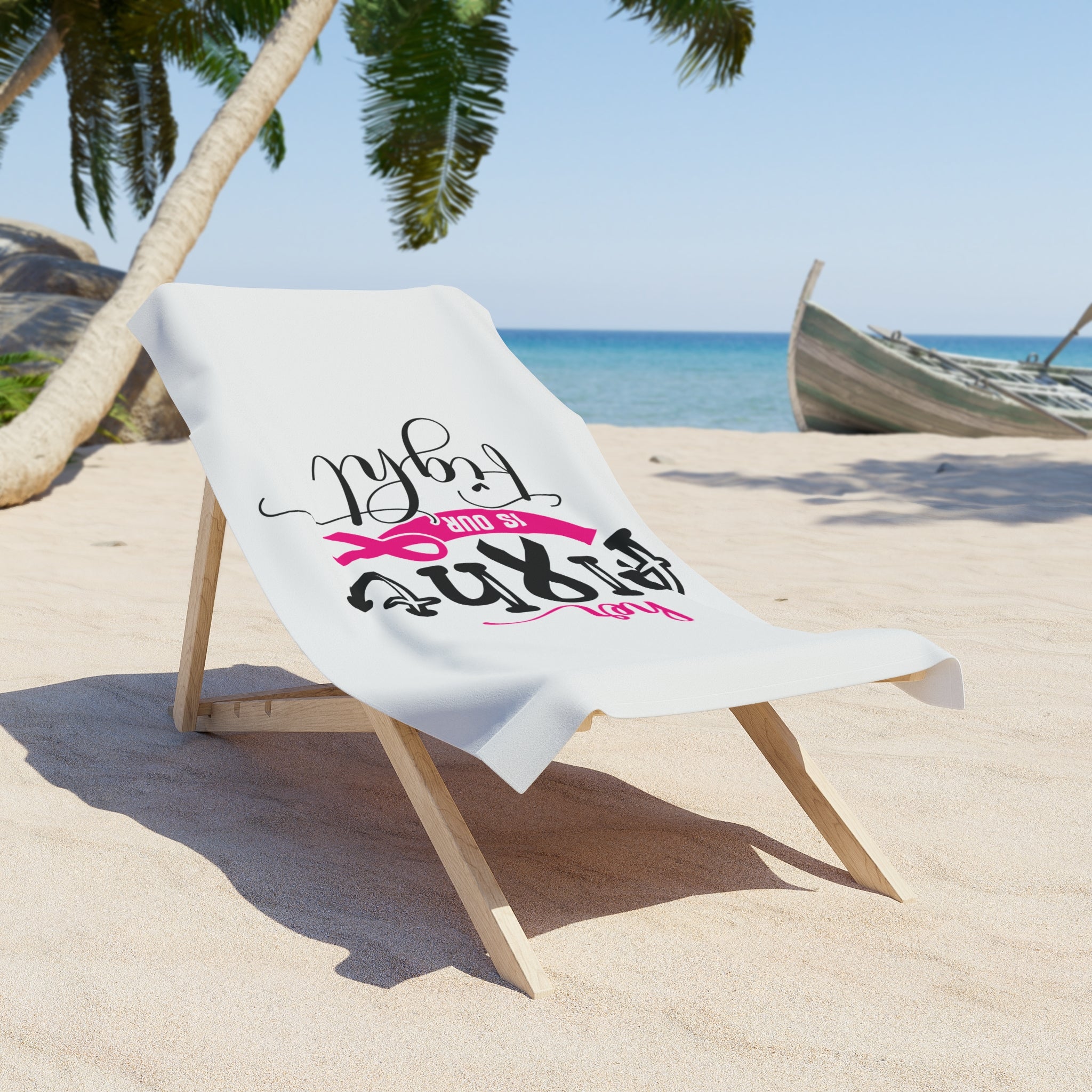 Inspirational Beach Towel for Her Fight Against Cancer, Pink Ribbon Beach Towel, Cancer Awareness Gift, Motivational Pool Towel