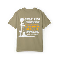 Inspirational Unisex Garment-Dyed T-Shirt - Jesus Christ & American Soldier Design