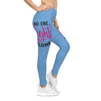 Empowering Women's Casual Leggings - No One Fights Alone, Workout Leggings, Fitness Wear, Supportive Leggings, Gift for Her, Pink [...]