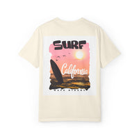 California Surf Graphic Tee - Unisex Garment-Dyed T-Shirt for Beach Lovers, Summer Vibes, Gift for Surfers, Casual Wear,