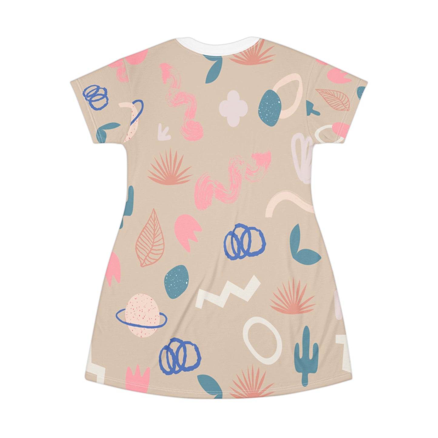 Fun Casual T-Shirt Dress with Whimsical Patterns