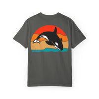 Whale Sunset Graphic T-Shirt - Unisex Garment-Dyed Tee for Ocean Lovers
