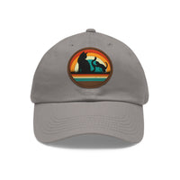 Cats and Sunset Dad Hat - Vintage Leather Patch Cap