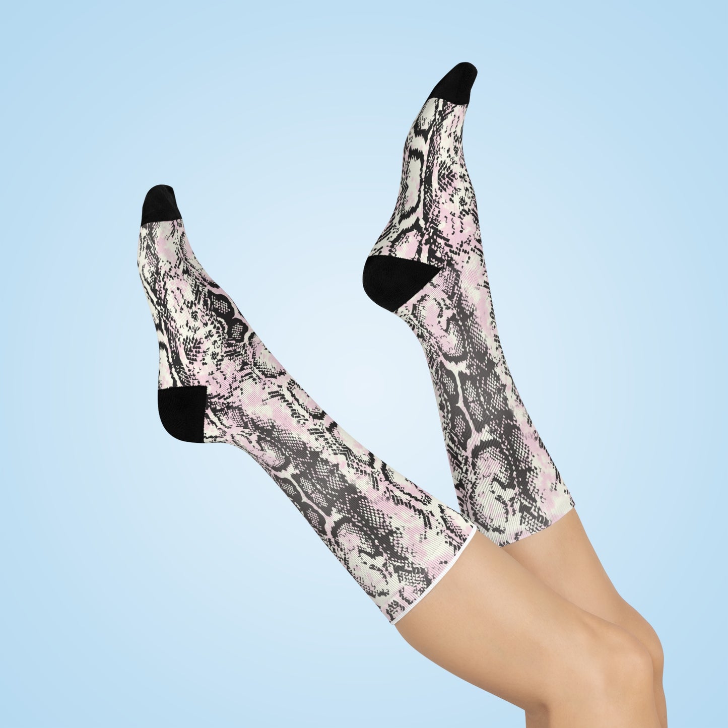 Stylish Snake Print Cushioned Crew Socks - Perfect for Everyday Comfort