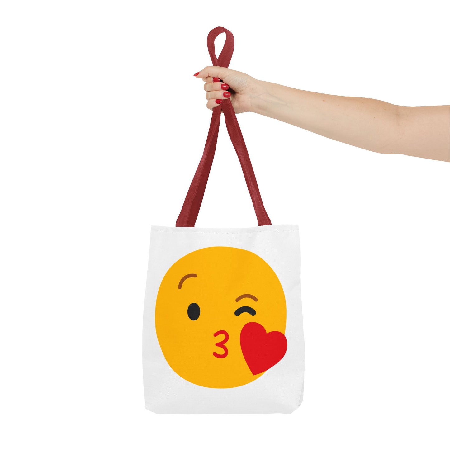 Emoji Kiss Tote Bag, Cute Gift for Friends, Love & Friendship, Reusable Shopping, Fun Casual Bag, Holiday Gifts