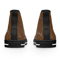 Artistic Brown High Top Sneakers – Stylish & Unique Footwear for Women