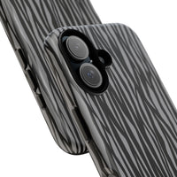 Stylish Tough Phone Case - Black and Gray Striped Design