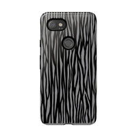 Stylish Tough Phone Case - Black and Gray Striped Design