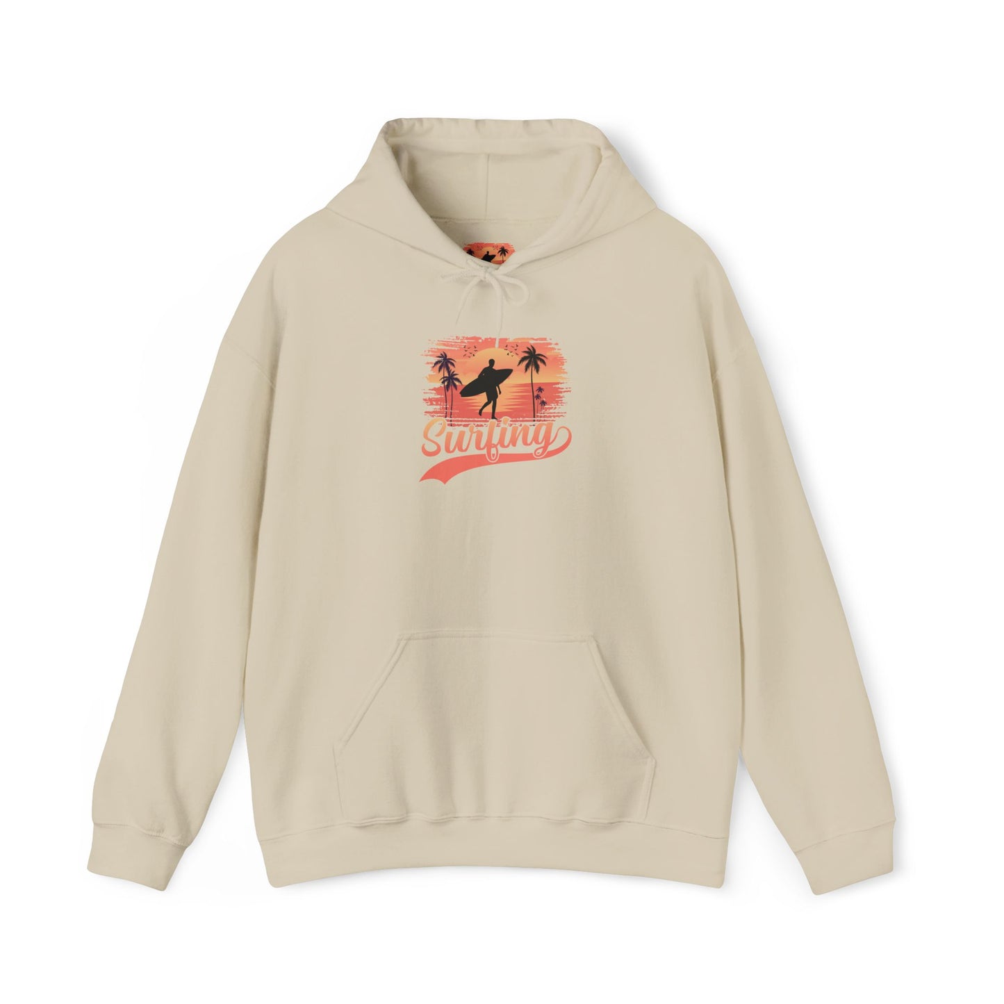 Surfing Vibes Hooded Sweatshirt, Beachwear, Gift for Surfers, Summer Fashion, Casual Wear, Coastal Style