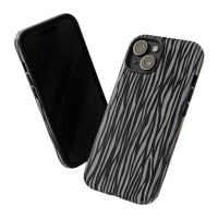 Stylish Tough Phone Case - Black and Gray Striped Design