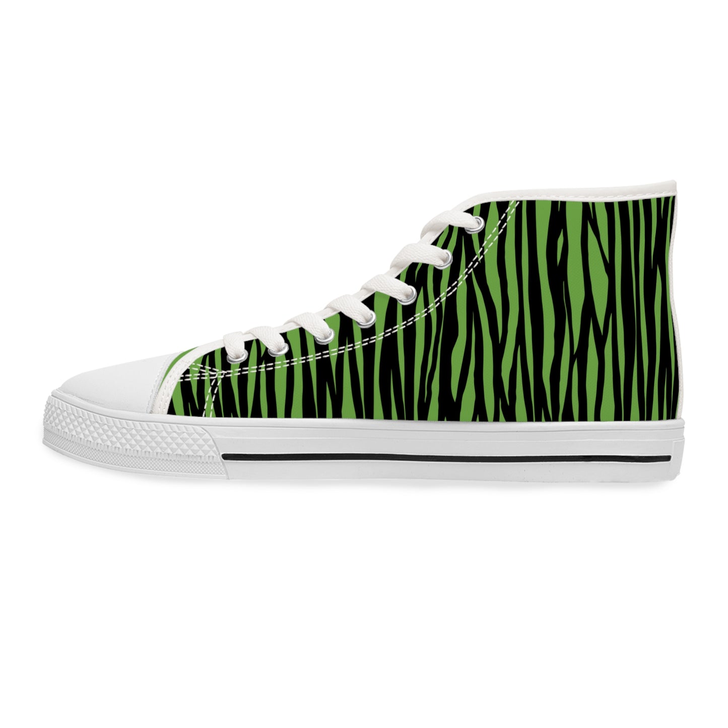 Women's High Top Sneakers - Green Zebra Print Casual Shoes