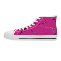 Stylish Women's High Top Sneakers with Pink Marble Design
