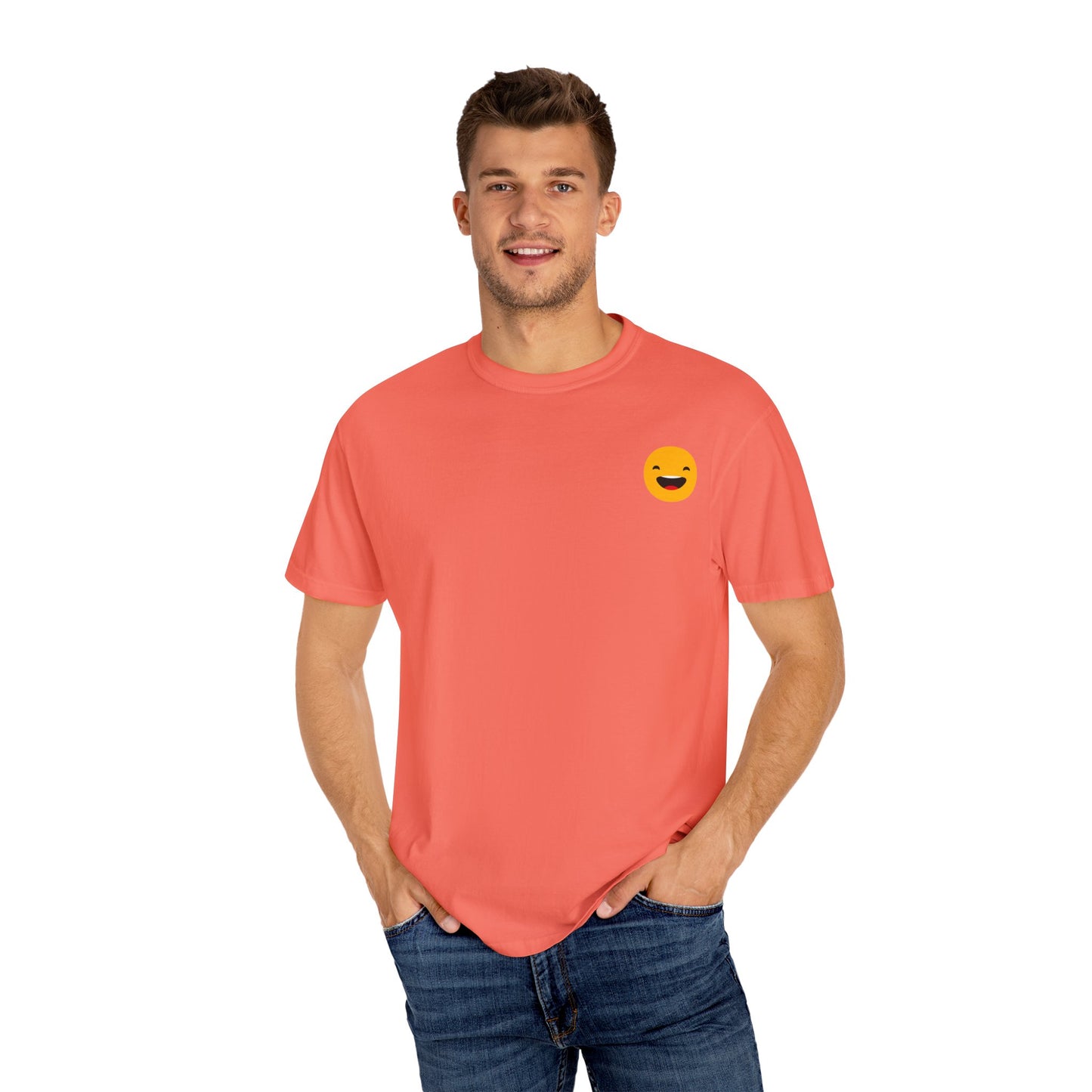 Smiley Face Unisex Garment-Dyed T-Shirt - Fun and Comfortable Casual Wear