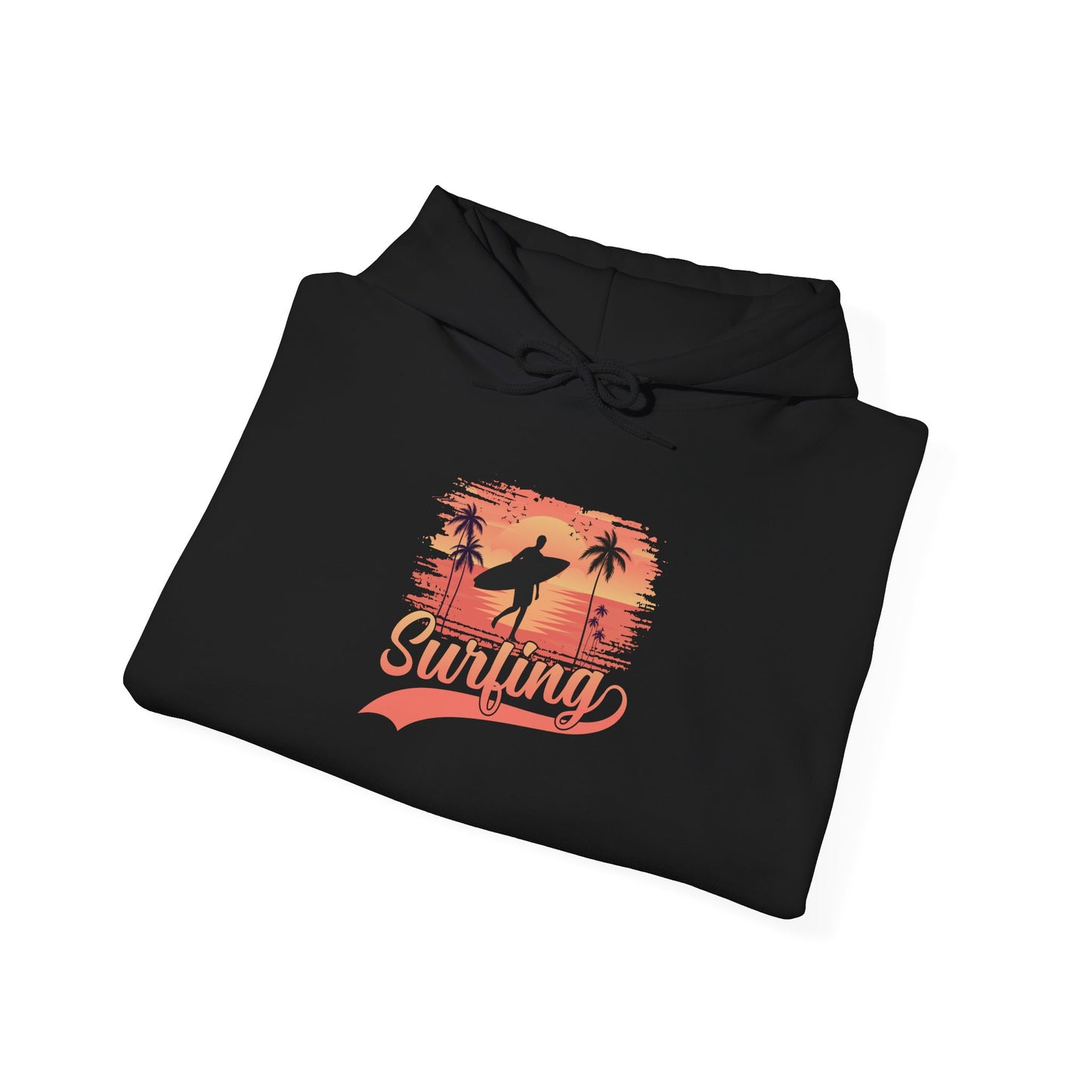 Surfing Vibes Hooded Sweatshirt, Beachwear, Gift for Surfers, Summer Fashion, Casual Wear, Coastal Style