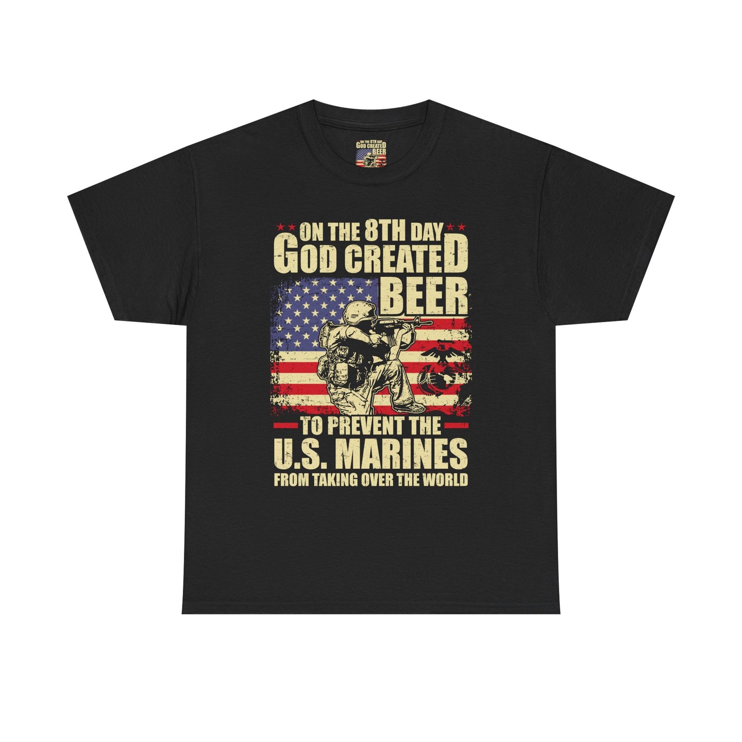 God Created Beer Unisex Heavy Cotton Tee, Fun Patriotic Shirt, Gift for Beer Lovers, US Marines Support, July 4th Celebration