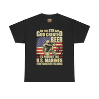 God Created Beer Unisex Heavy Cotton Tee, Fun Patriotic Shirt, Gift for Beer Lovers, US Marines Support, July 4th Celebration