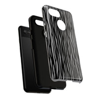 Stylish Tough Phone Case - Black and Gray Striped Design