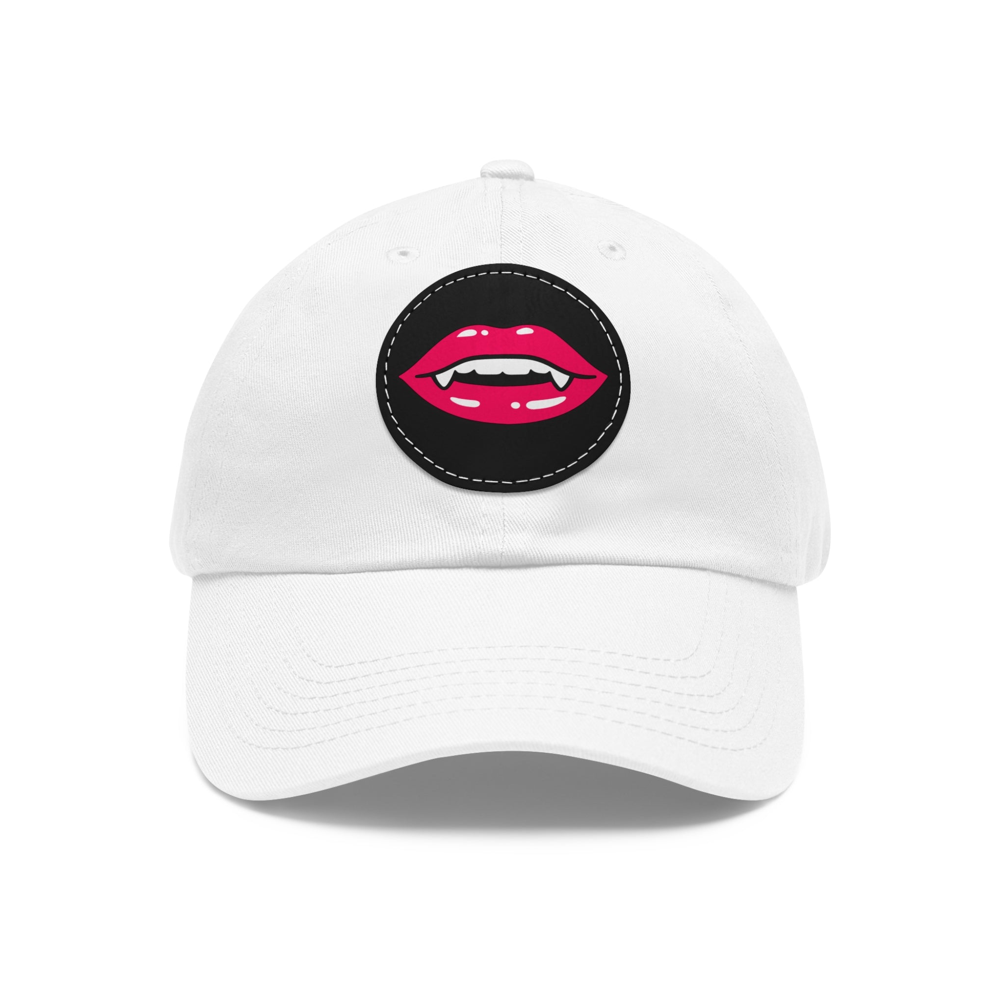 Hat for Men, Stylish Summer Dad Cap with Leather Patch, Trendy Bold Lip Design, Casual Baseball Hat, Fashionable Accessory