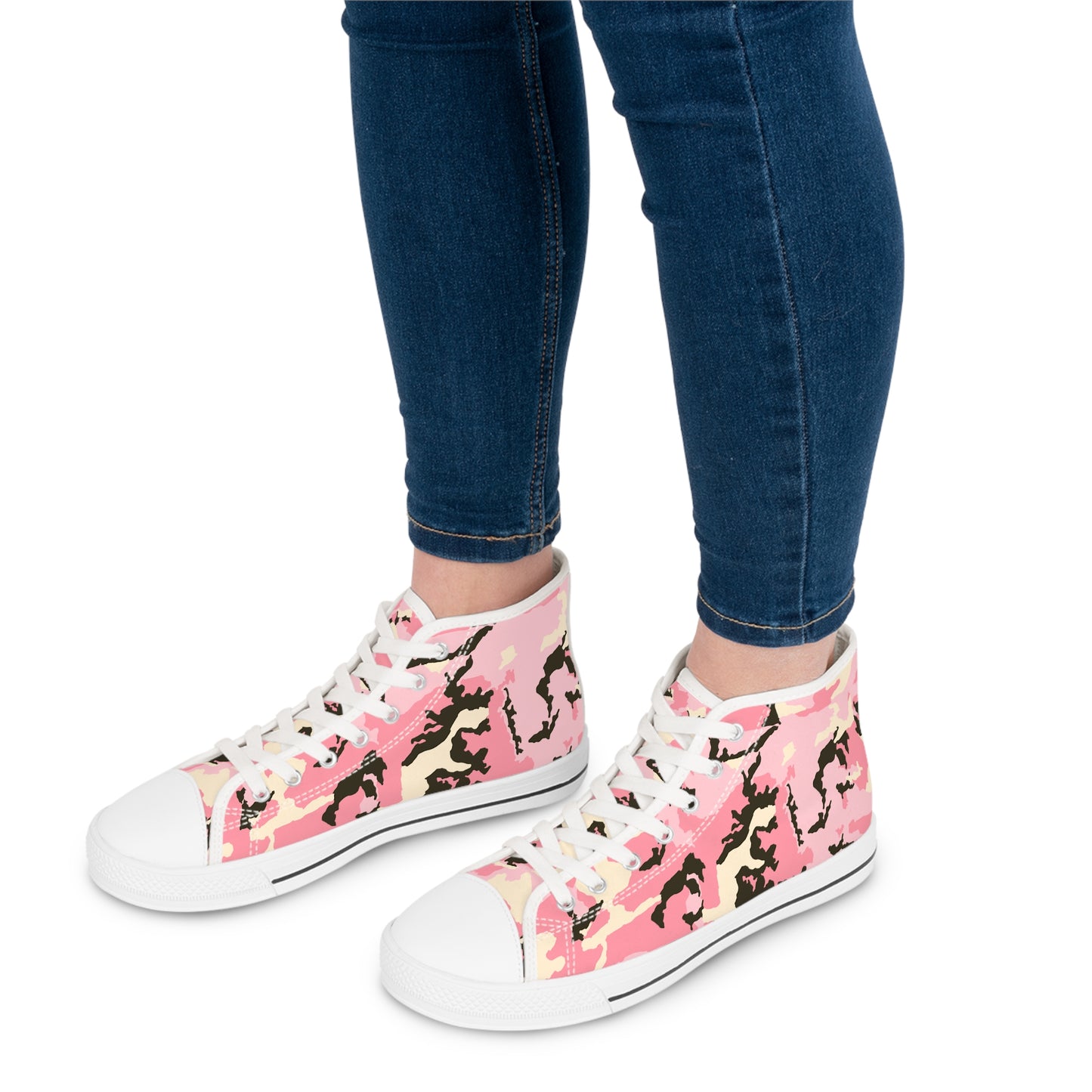 Trendy Women's Pink Camo High Top Sneakers
