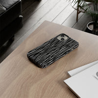 Stylish Tough Phone Case - Black and Gray Striped Design
