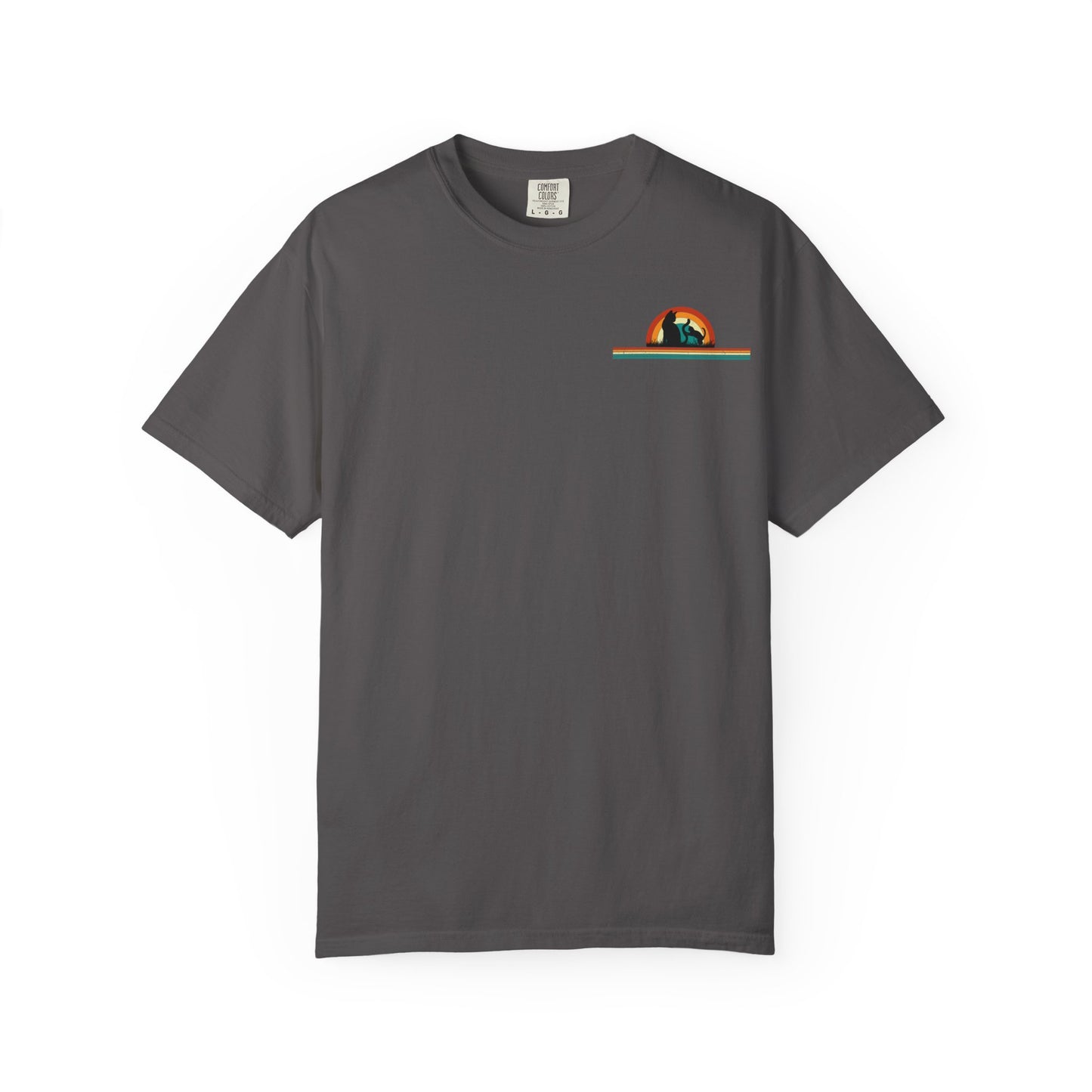 Unisex Cat & Dog Sunset Graphic T-Shirt - Casual Animal Lover Tee