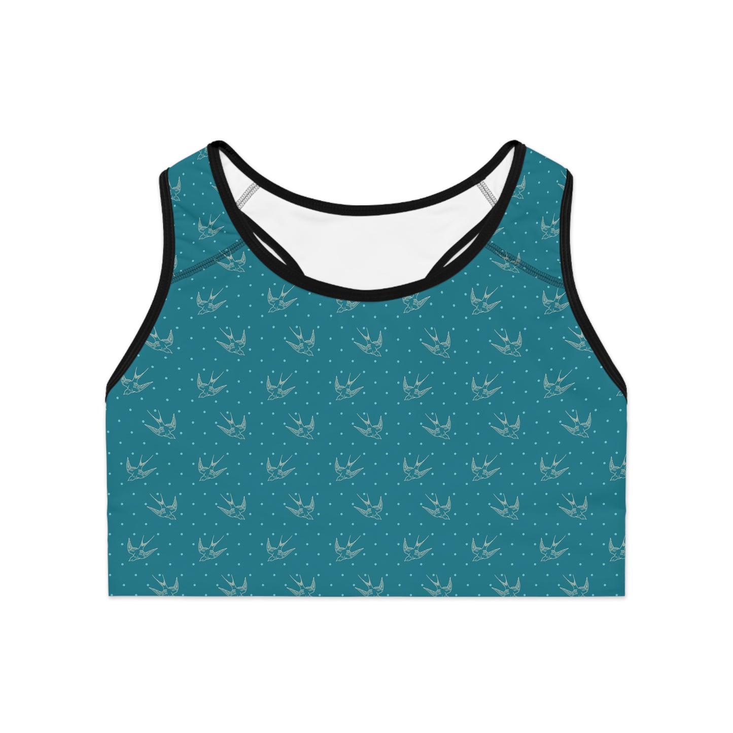 Charming Sports Bra with Bird Print, Fitness Wear, Workout Gear, Yoga Top, Activewear for Her, Great for Gifts