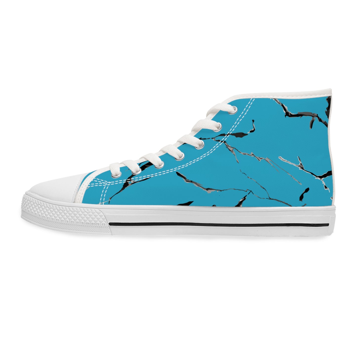 Stylish Women's High Top Sneakers - Blue Marble Design