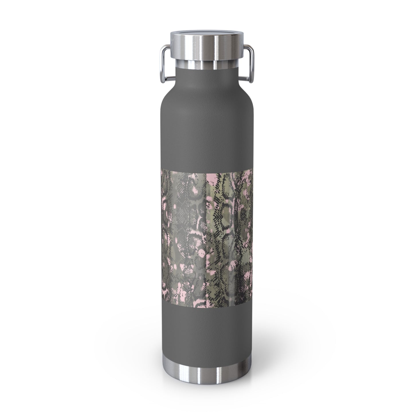 Stylish Copper Vacuum Insulated Bottle, 22oz - Trendy Snakeskin Design