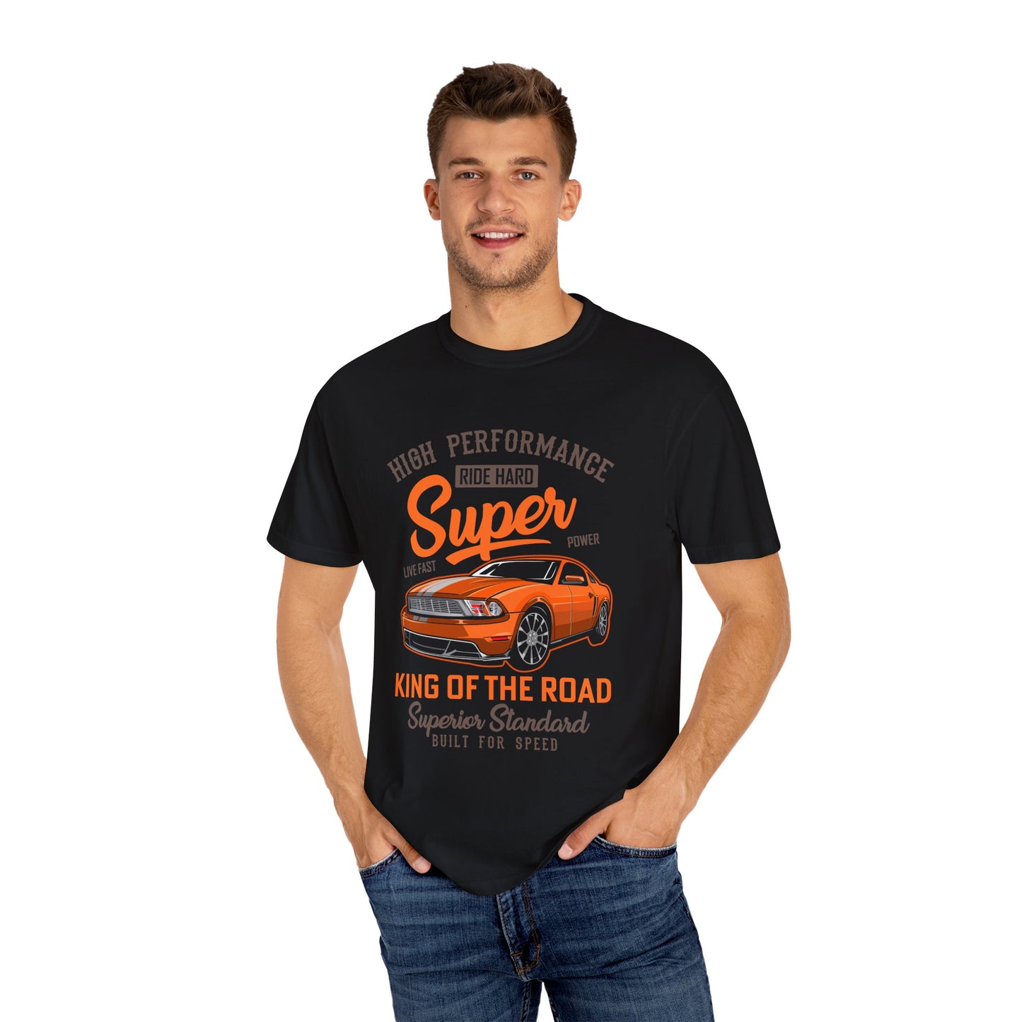 King of the Road T-Shirt - Unisex Garment-Dyed Tee for Car Enthusiasts