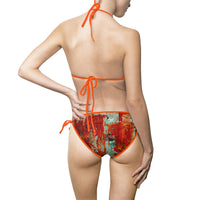 Artistic Red Abstract Women's Bikini Swimsuit