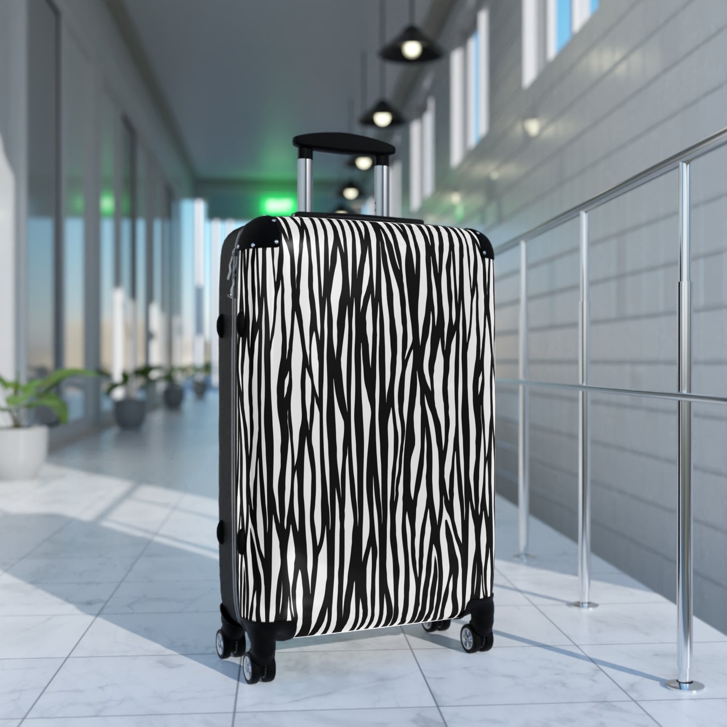 Modern Zebra Print Suitcase - Stylish Luggage for Travel Enthusiasts