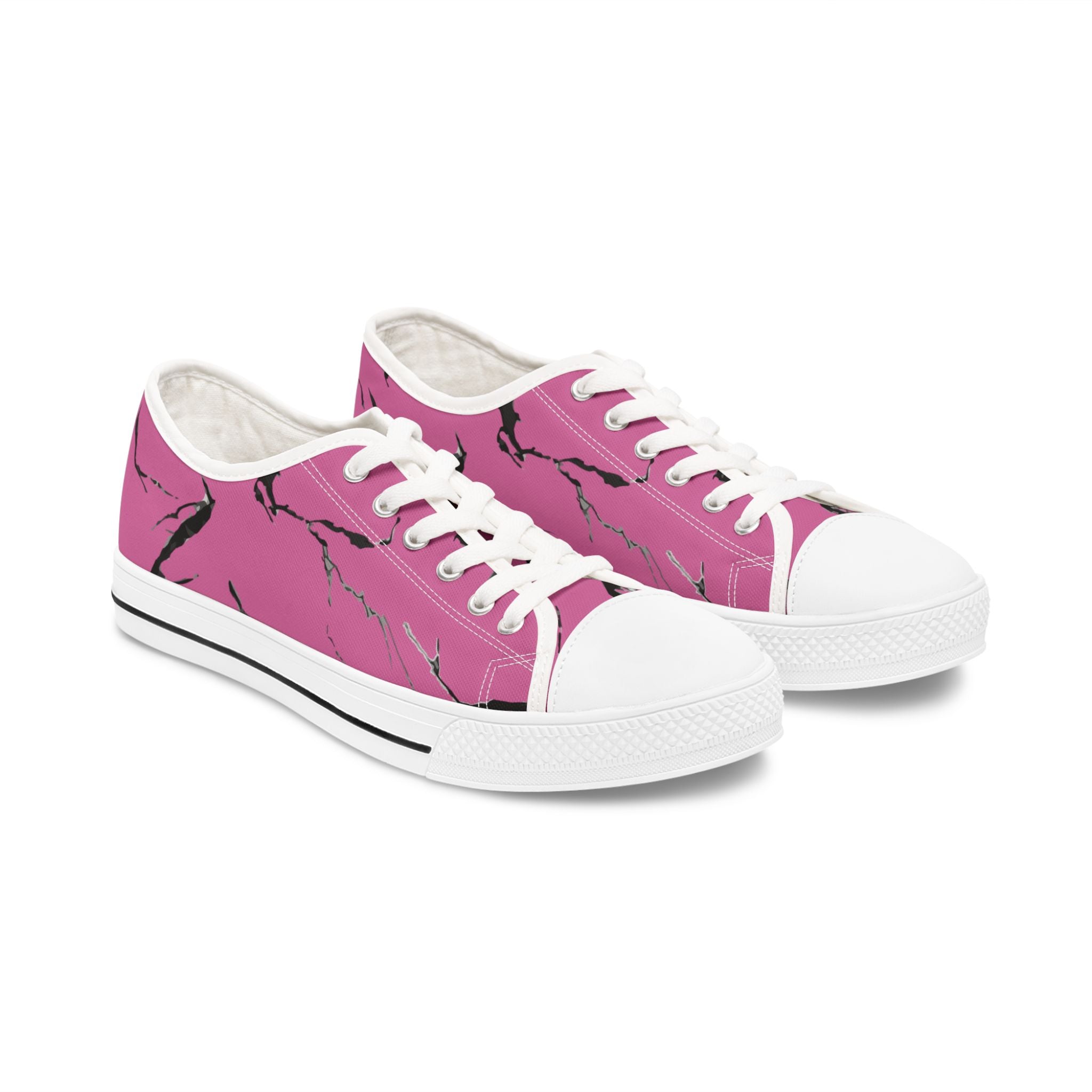 Trendy Women's Low Top Sneakers - Pink Marble Design