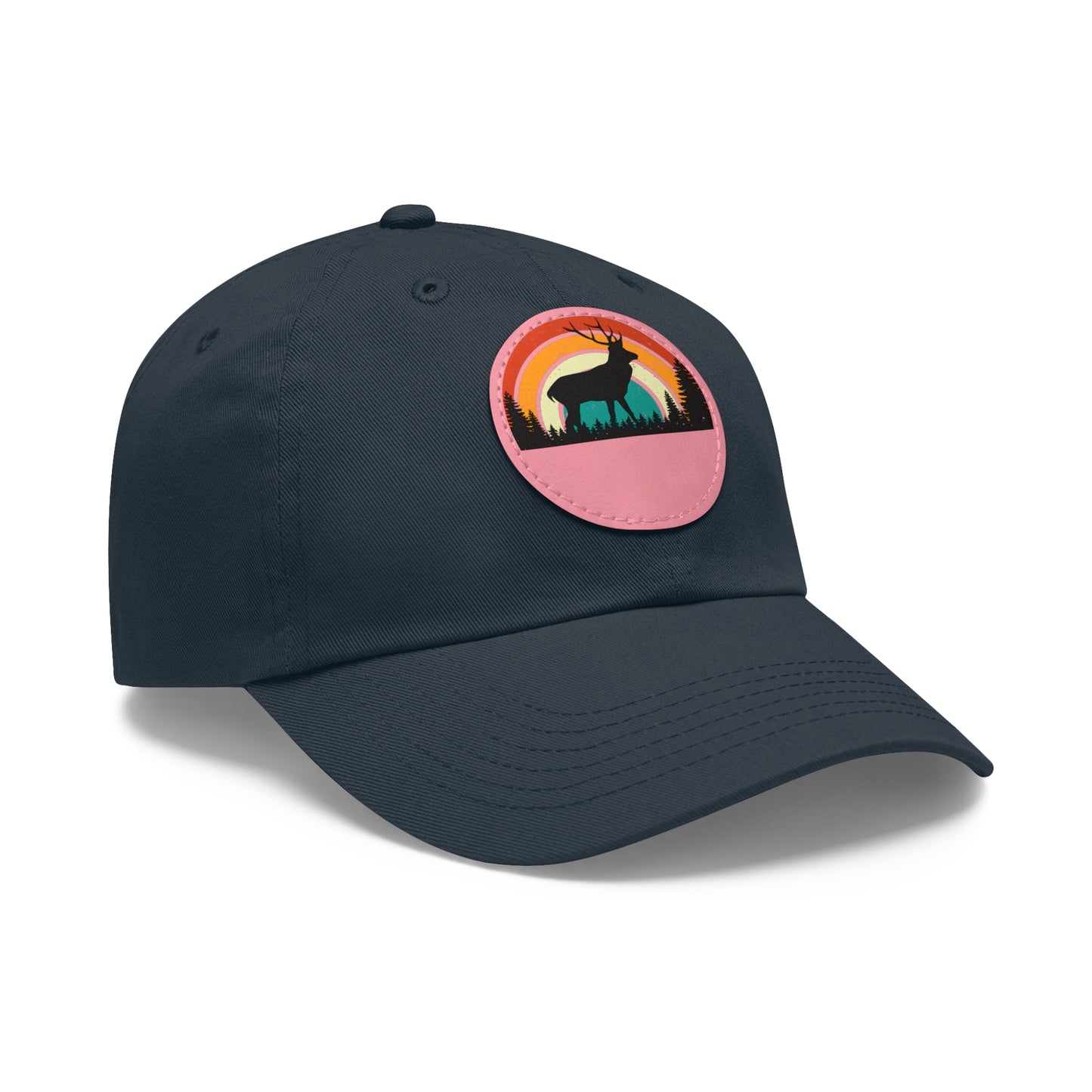 Stylish Dad Hat with Leather Patch - Retro Deer Design